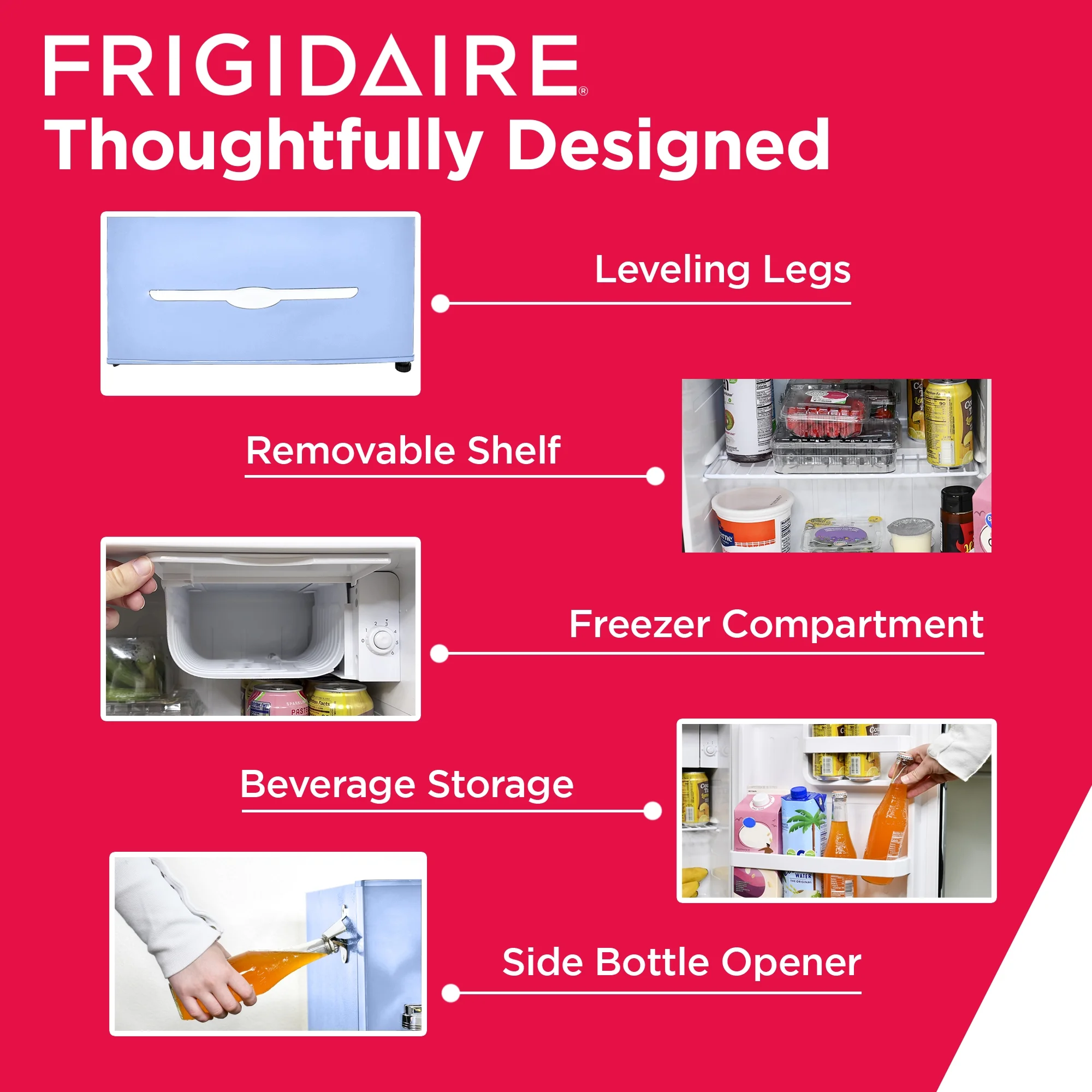 Frigidaire 1.6 Cu ft. Retro Compact Refrigerator with Side Bottle Opener, Coral - Image 17