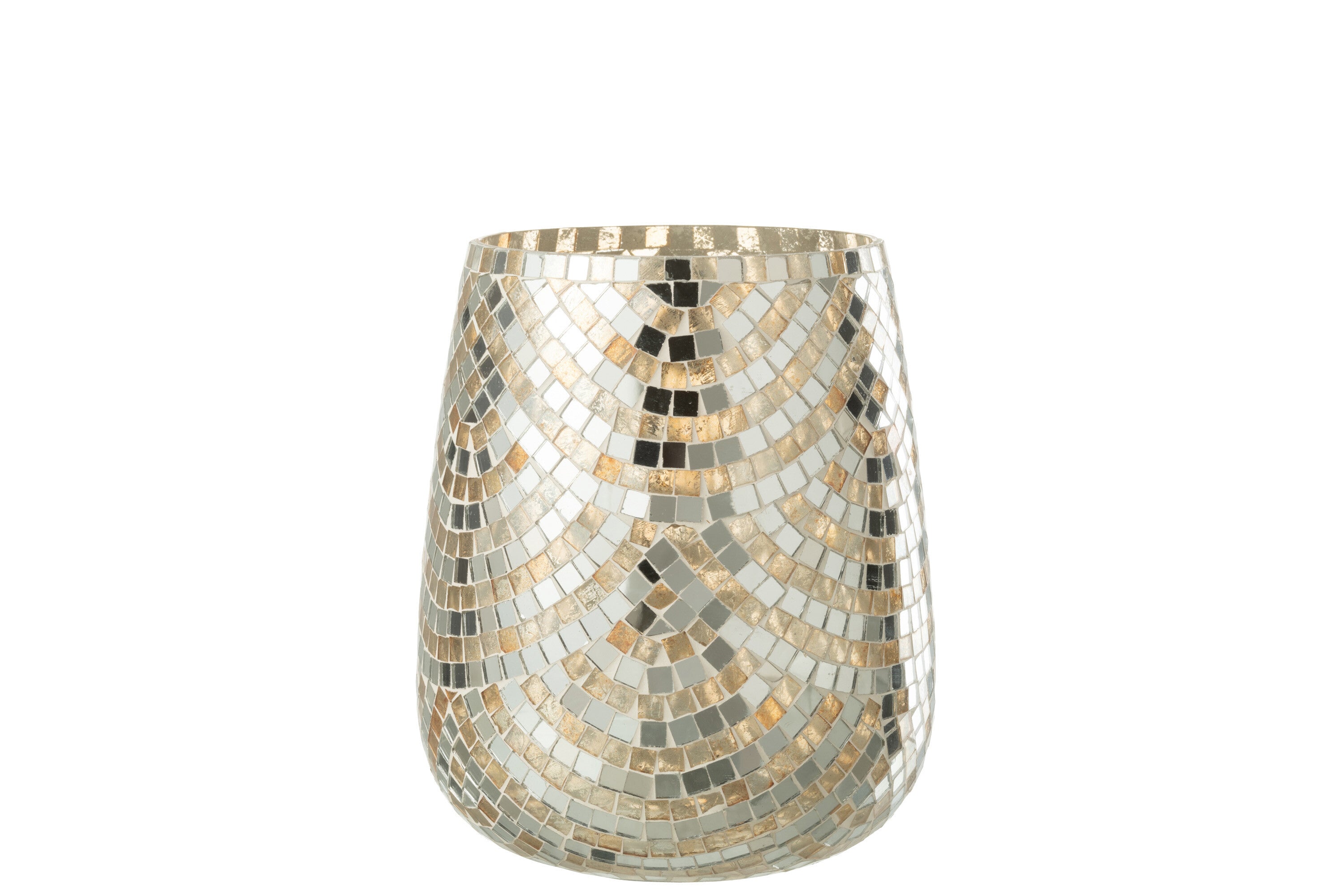 J-Line windlicht Mozaiek - glas - zilver goud - extra large