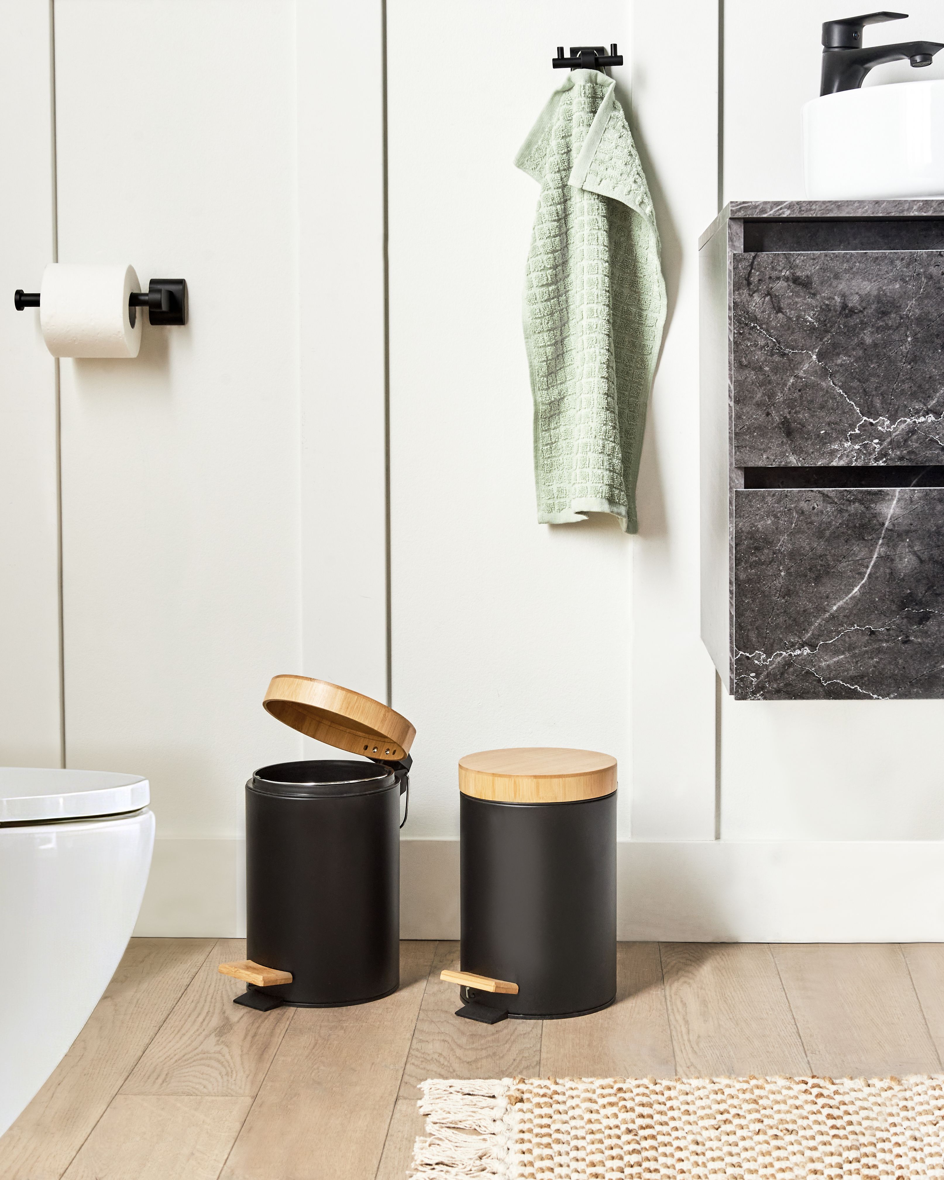 Set of 2 Pedal Waste Bins 3 L ECOSMART Metal Black