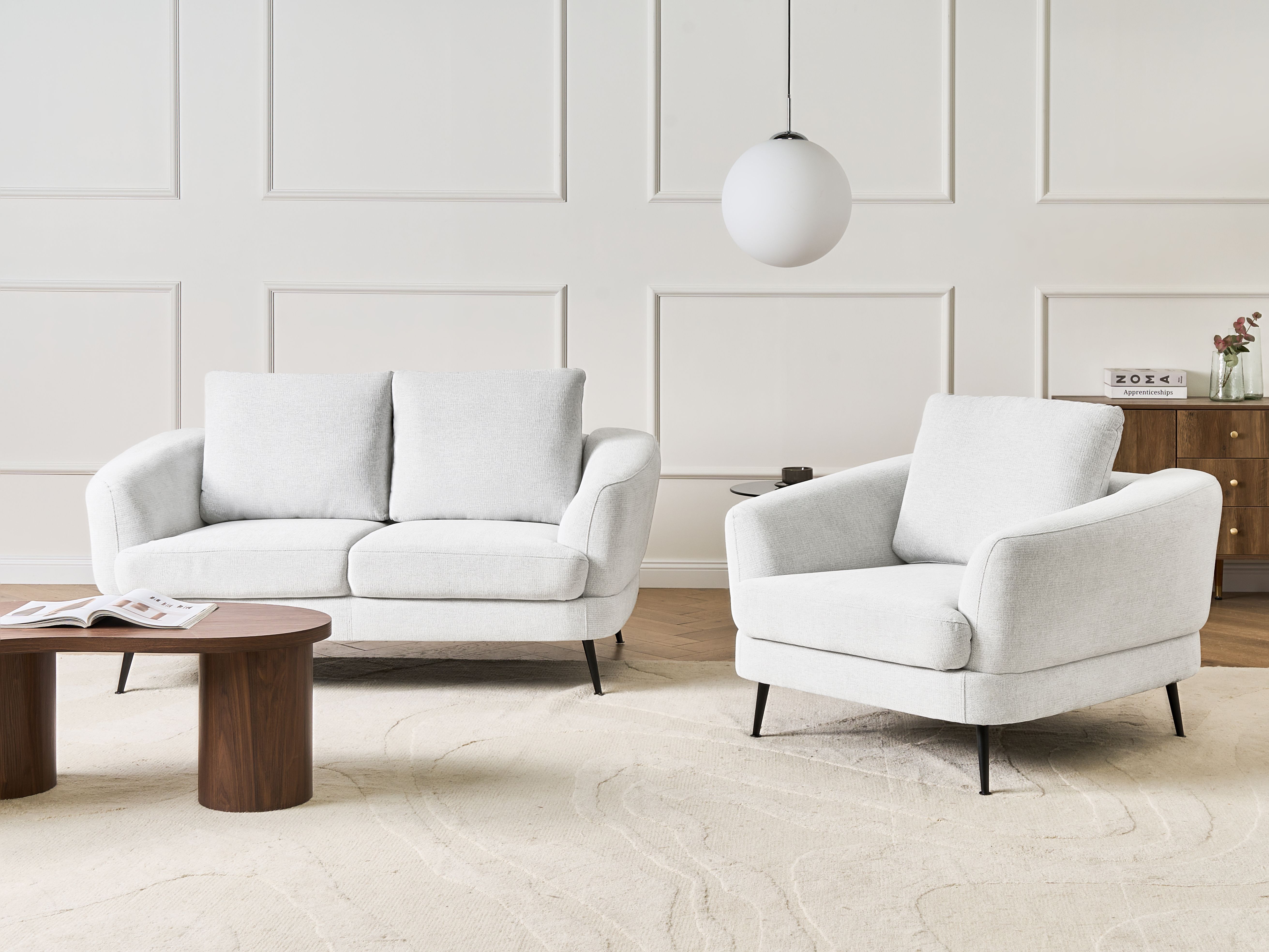 Living Room Set 3 Seater KJAER Fabric Off-White