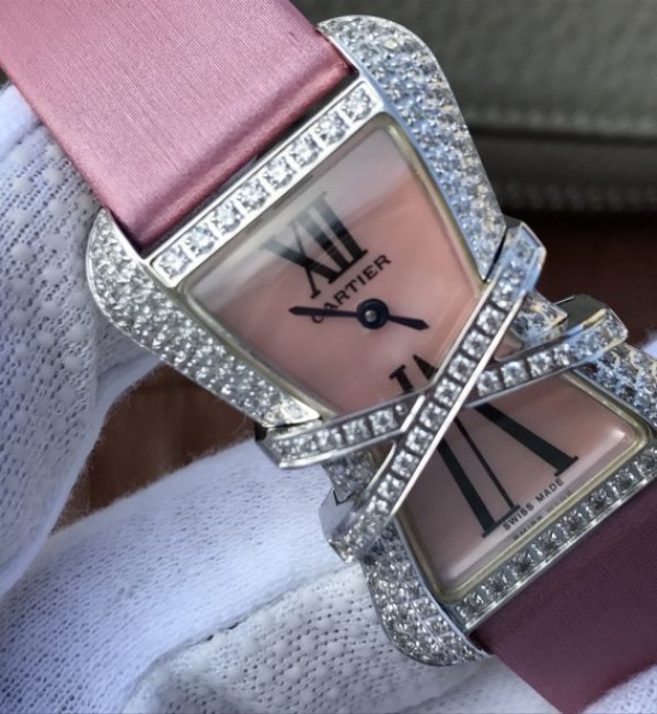 Replica Cartier High Jewelry Watches WJ306014 Pink Dial Pink Fabric Strap - Top club