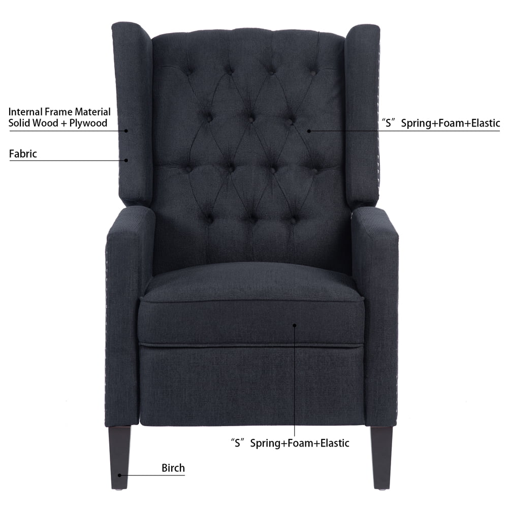 Triple Tree Modern Fabric Foam Wood Solid Print Nailhead Trim Accent Chair, Beige - Image 15
