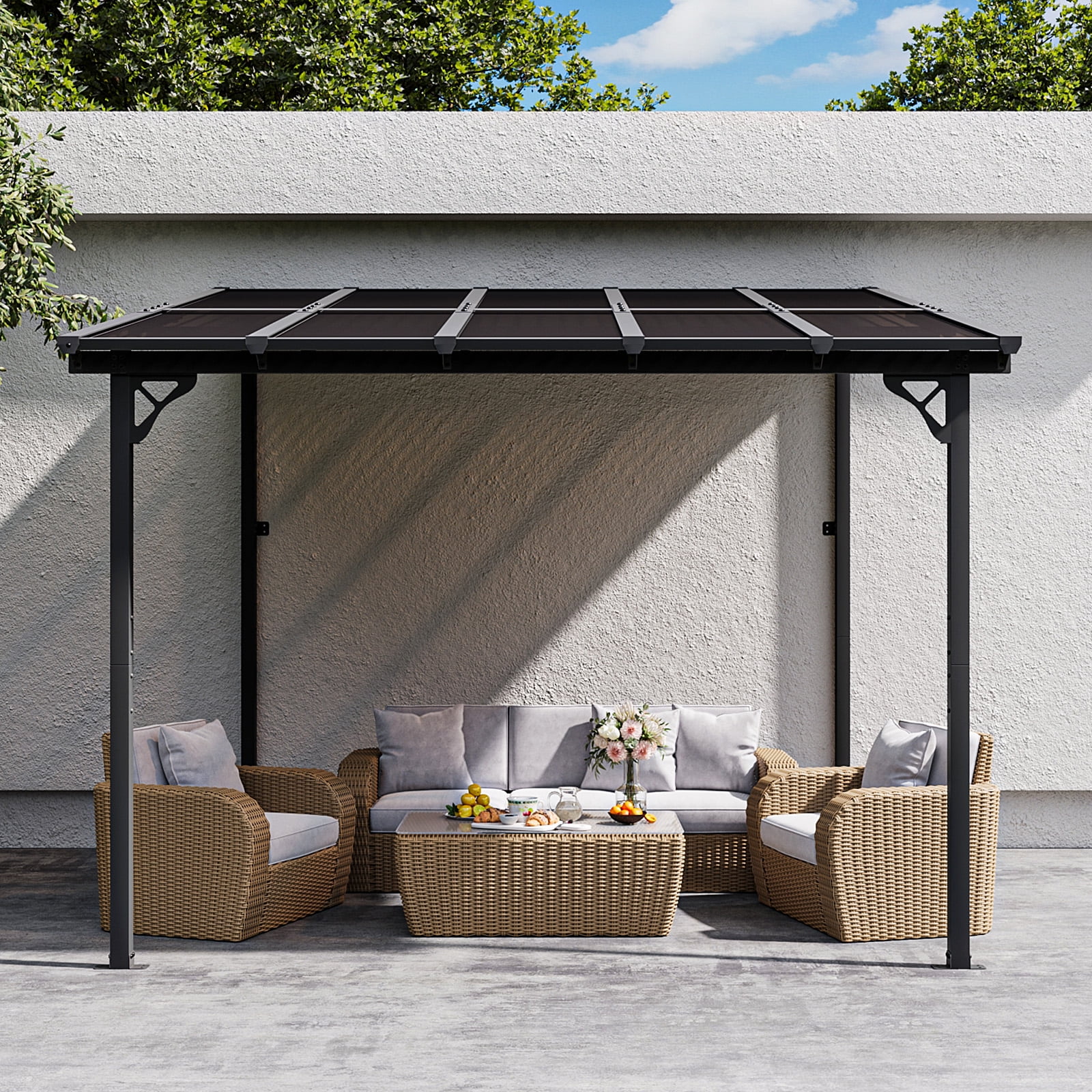 Aoxun 8' x 5' Gazebo for Patio, Gazebo Pergola with Sloped Roof, Grill Gazebo Large Wall-Mounted Heavy Duty Awnings, for Backyard, Deck, Patio - Image 56