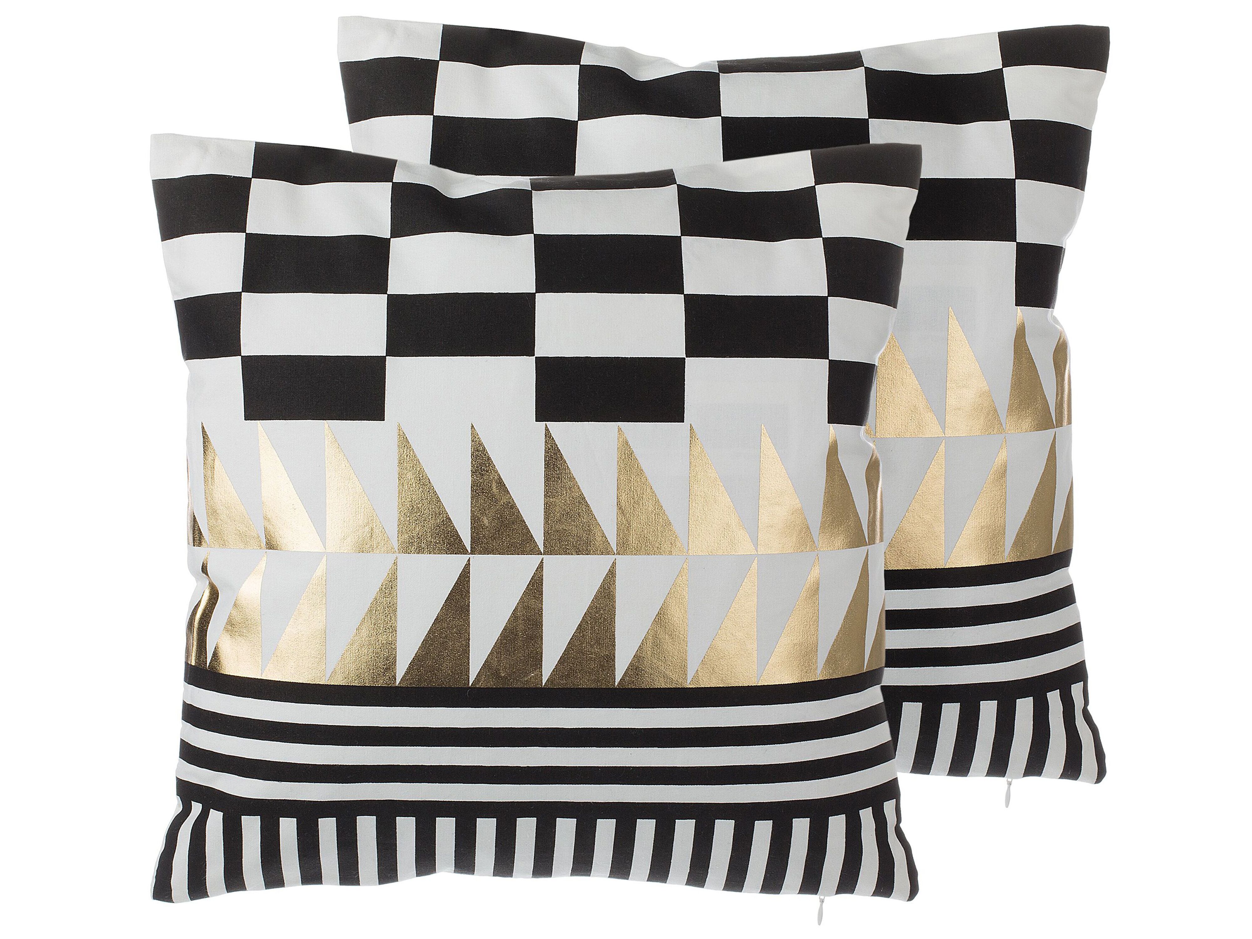 Set of 2 Decorative Cushions DALIA Cotton 45 x 45 cm Black Geometric Pattern
