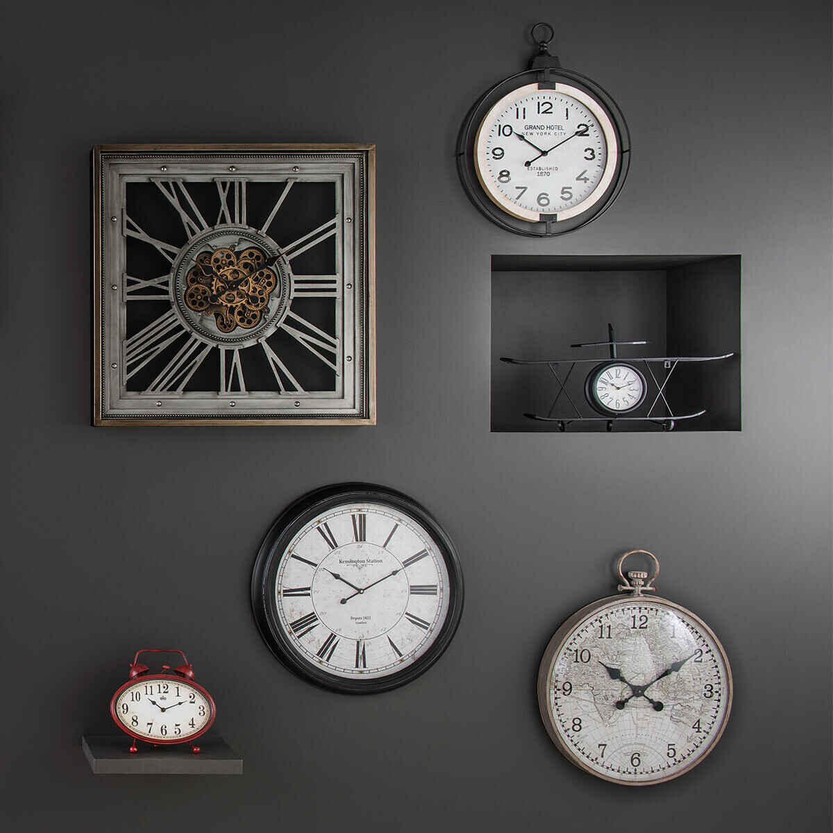 Clock, metal "Milo" Grey, D.55 cm