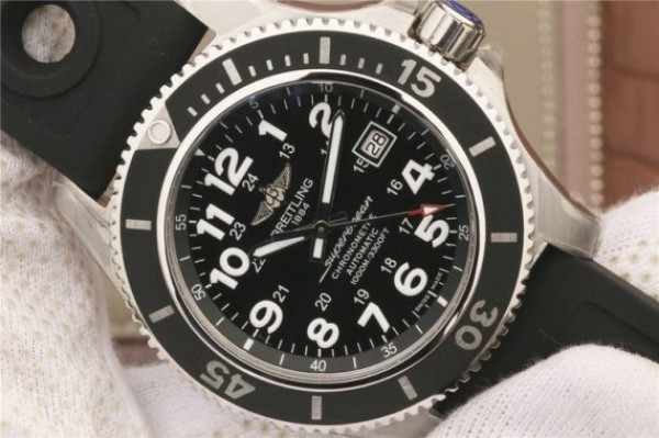 Replica Breitling SuperOcean  II 44mm GF Black Dial Black Rubber Strap A2824 - Top club