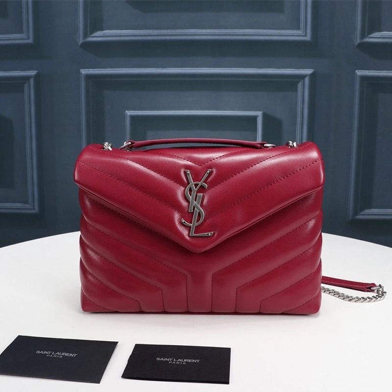 Saint Laurent Small Loulou Chain Bag In Y Matelasse Leather Red Silver - Zealreplica ru | Zealreplicaru.com1:1High-quality replica