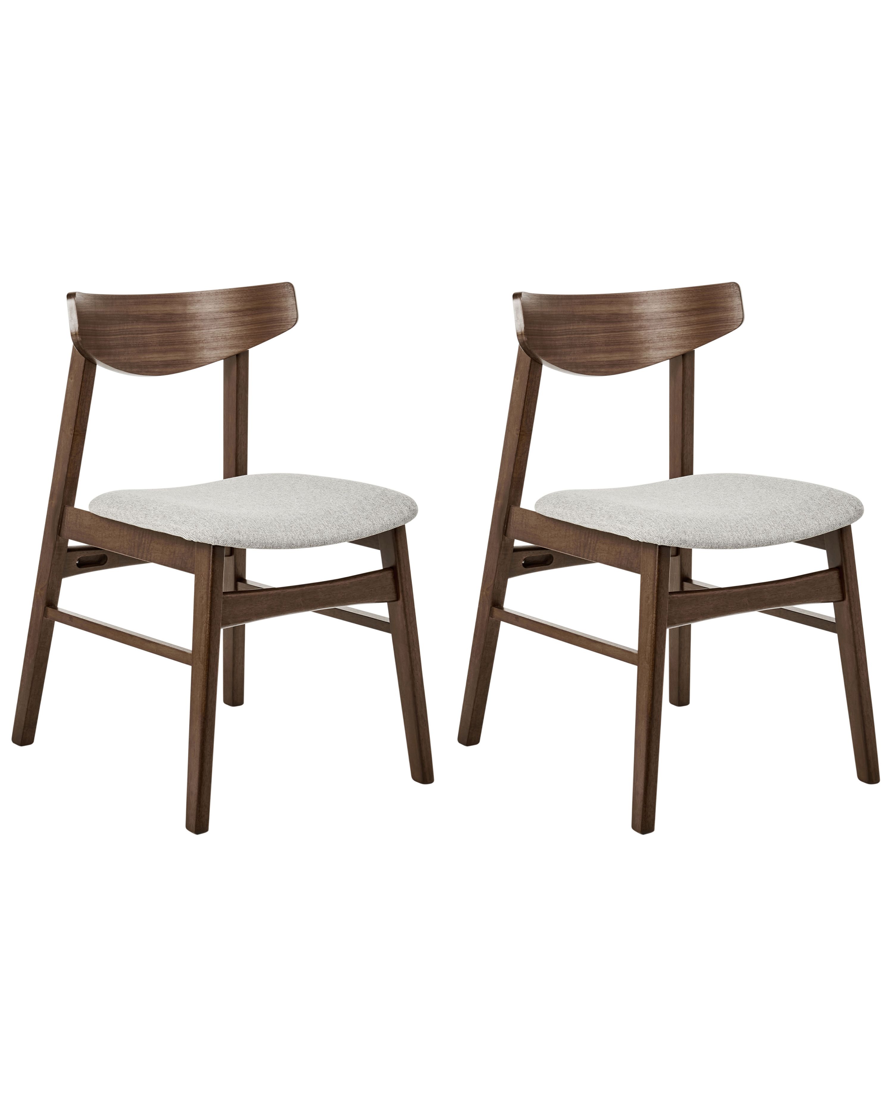 Set of 2 Dining Chairs SMILEY Wood Brown/ Grey