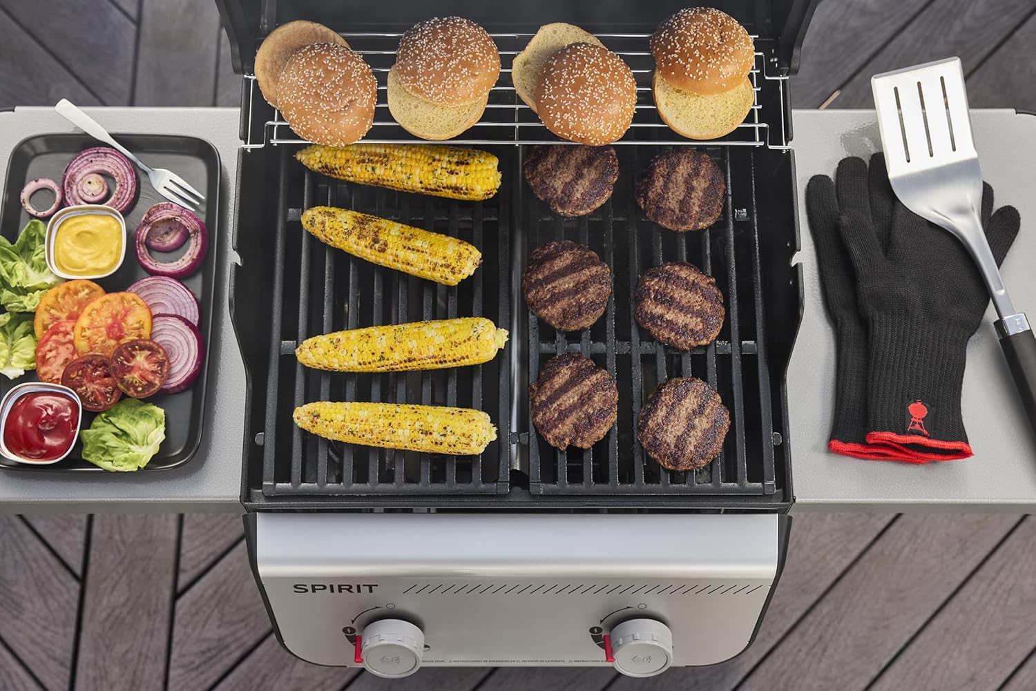 Weber Liquid Propane Gas Grill, 3 Burners, Black, Porcelain-Enameled Cast-Iron Grates - Spirit E-310 - Image 5 Weber Liquid Propane Gas Grill, 3 Burners, Black, Porcelain-Enameled Cast-Iron Grates - Spirit E-310 - Image 5