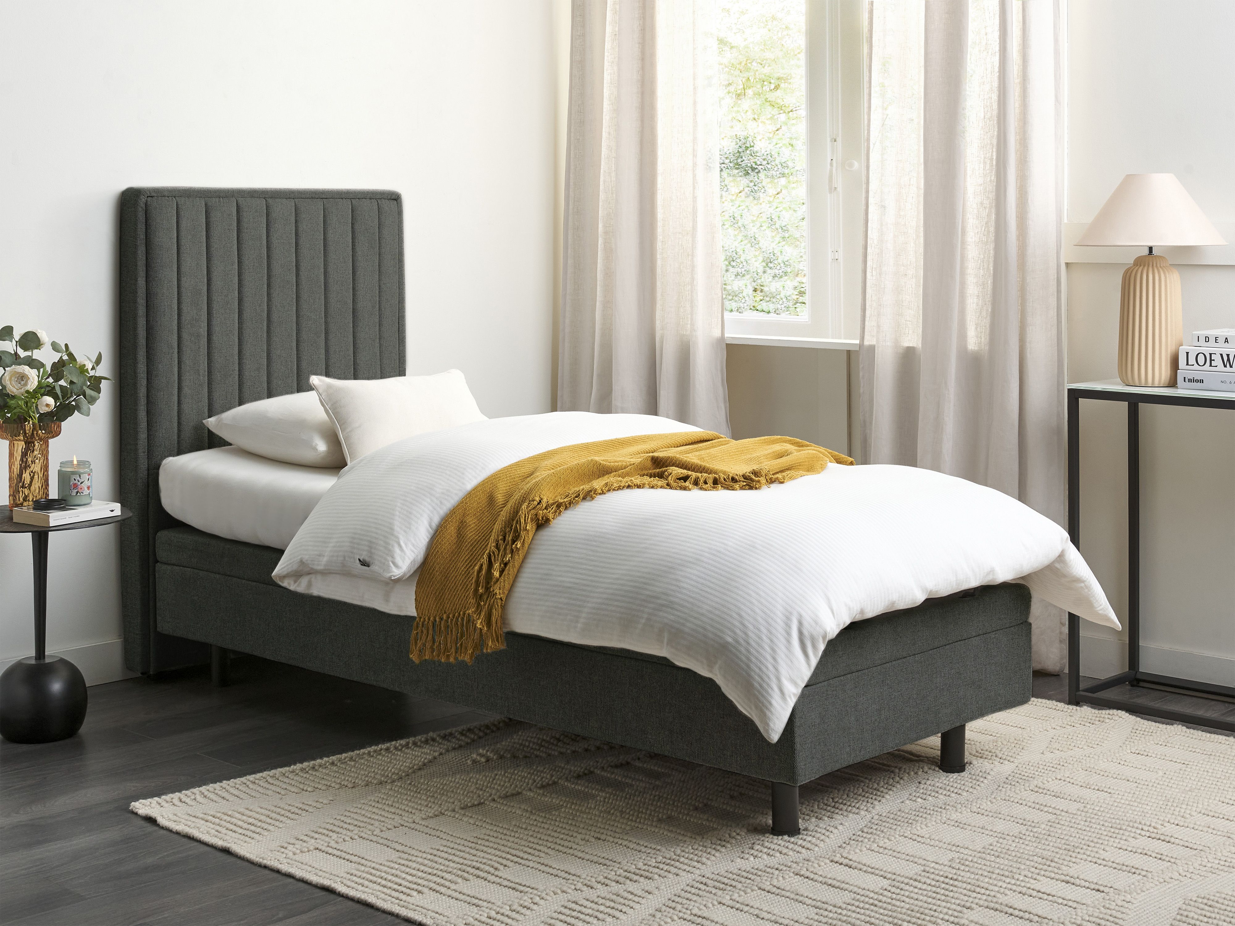 Adjustable Bed Fabric CASTELLAN 80 x 200 cm (EU Small Single) Dark Grey