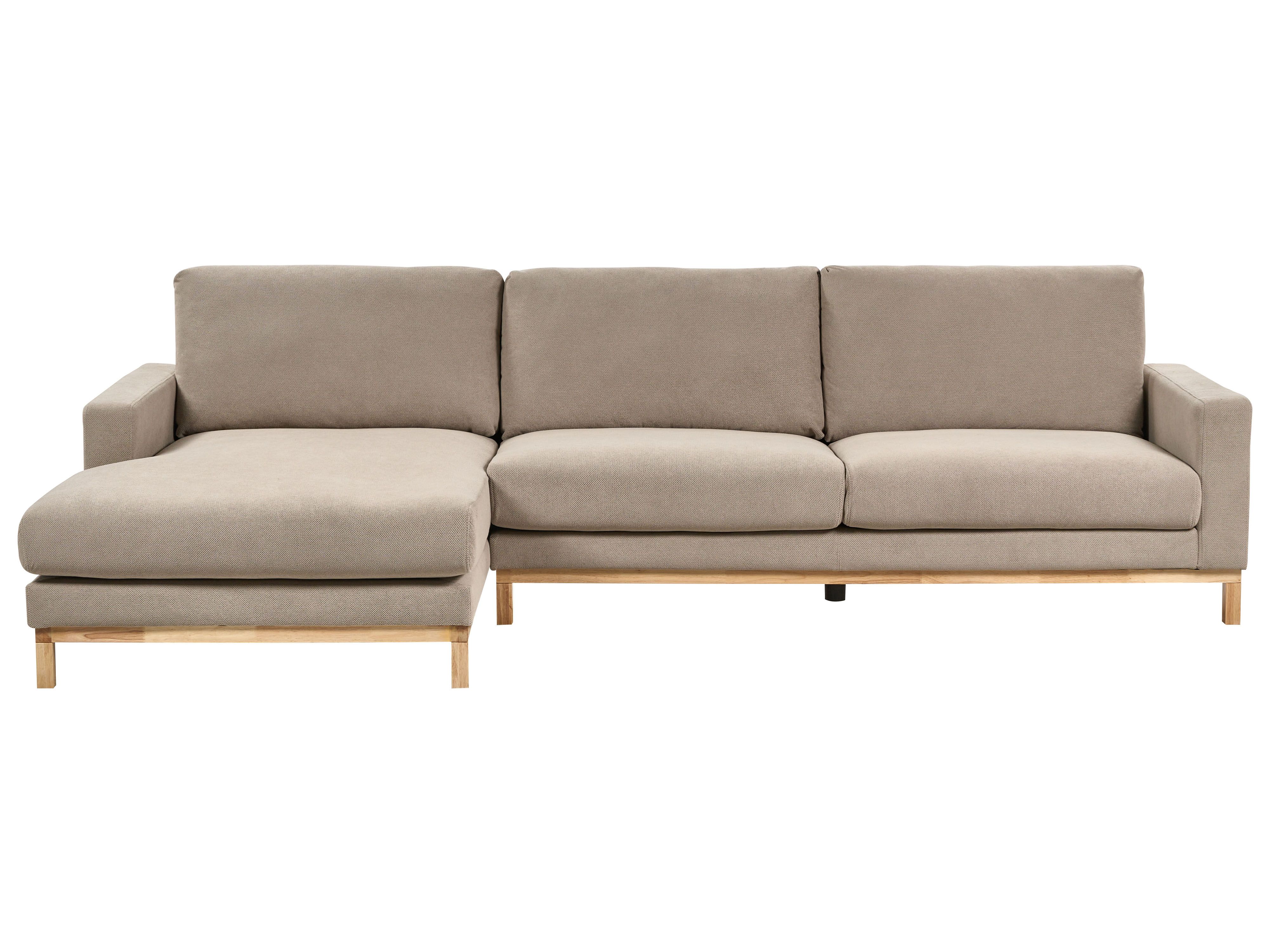 Corner Sofa 4 Seater SIGGARD Fabric Taupe Right Hand