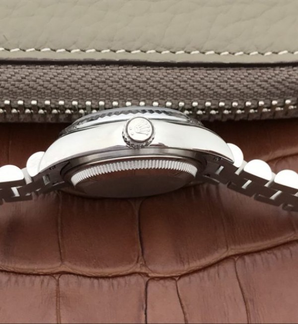 Replica Rolex DateJust 28mm Fluted Bezel White Dial Diamonds Markers Bracelet A2236 - Elite Watch Atelier