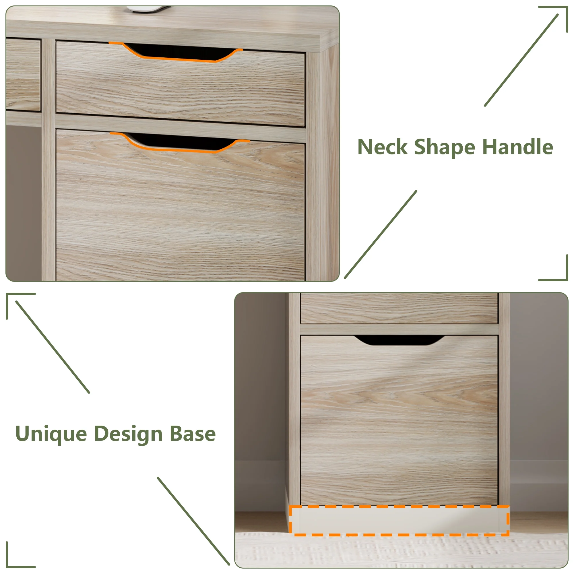 DreamCurship White Desk with Drawers, Modern Computer Desk with File Drawers, Home Office Study Writing Desk with Storage, White - Image 11