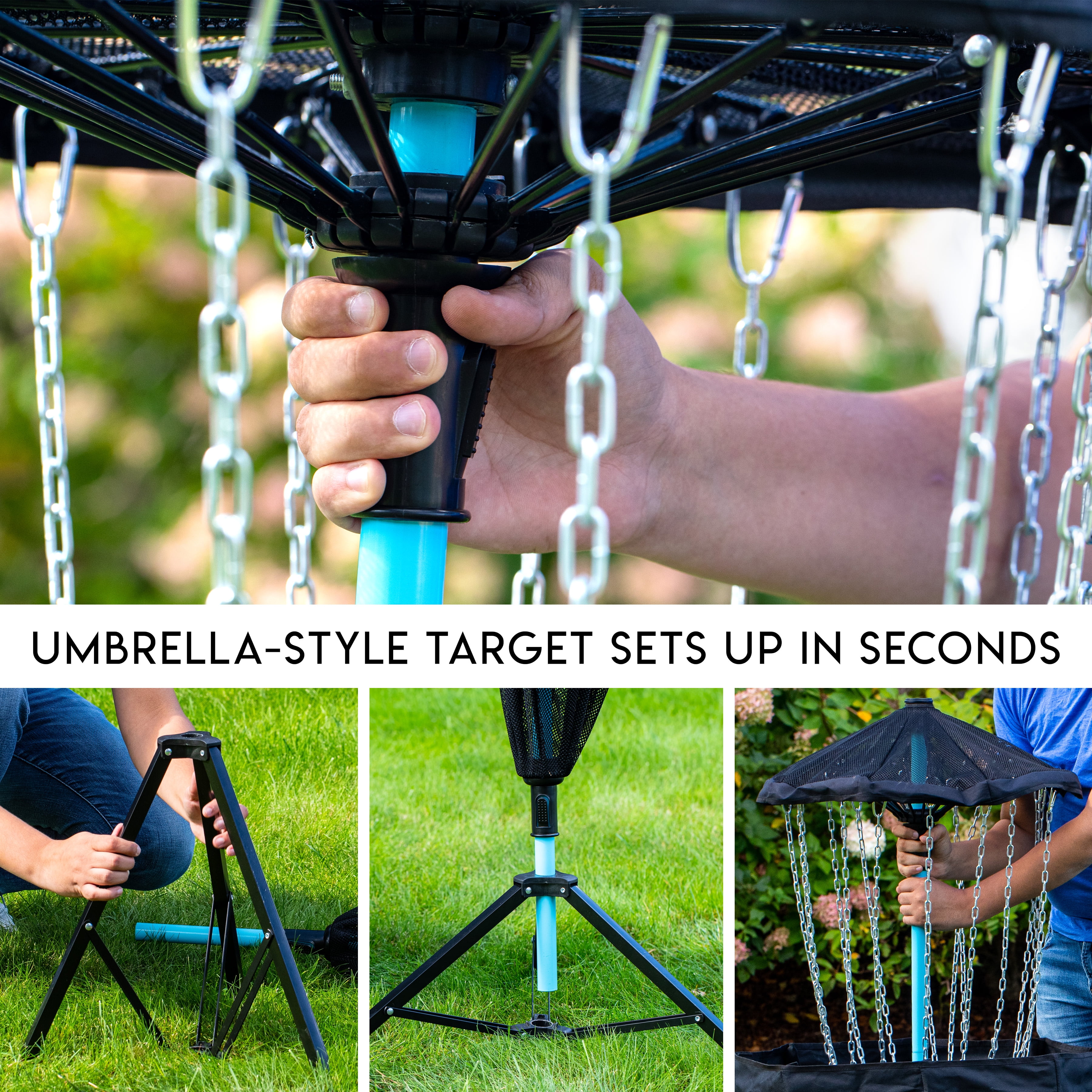 Franklin Sports Disc Golf Basket - PDGA Approved - Elite Portable Disc Golf Target Basket Set with Premium Metal Chains + Canvas Basket - Disc Golf Equipment + Hole Stand - Image 5