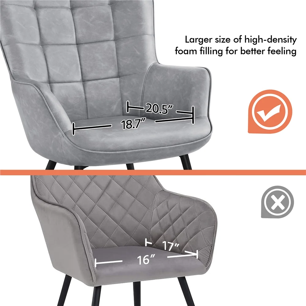 Alden Design Mid-Century Modern Faux Leather Wingback Accent Chair, Brown - Image 32