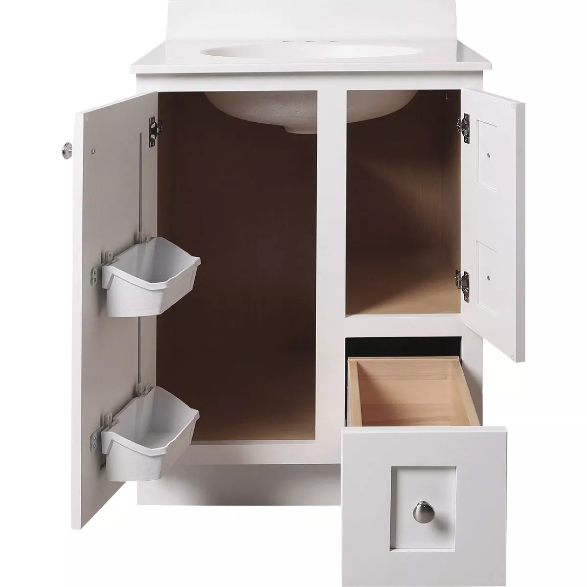 Bertch Storage Solutions 24 In. W x 34-1/2 In. H x 21 In. Deep White Vanity Base without Top, 2 Door/1 Drawer