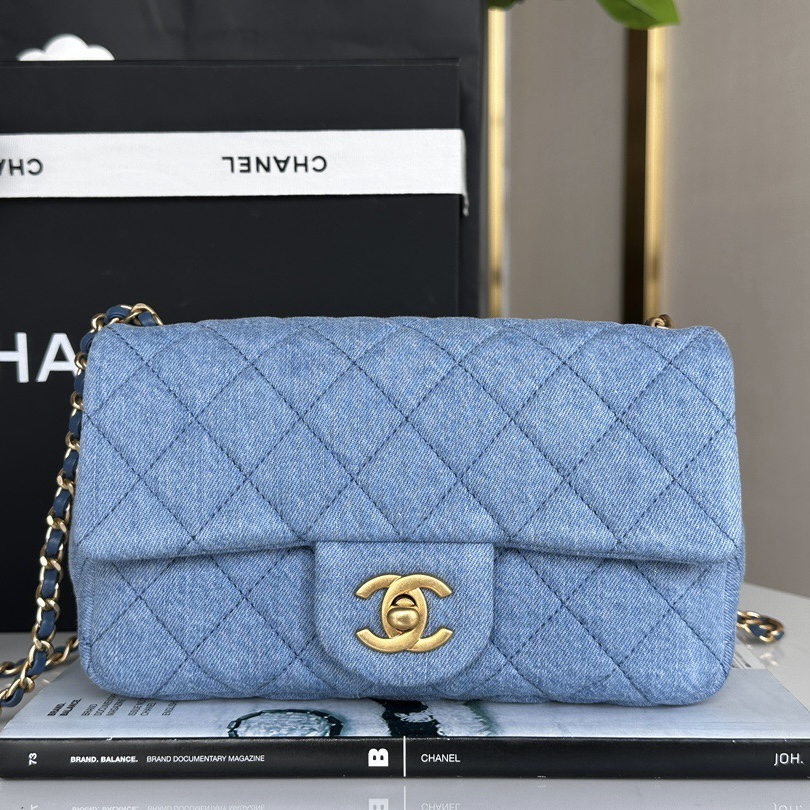Chanel Classic Flag Bag Quilted Denim 20CM(Replica)1:1High-quality replica