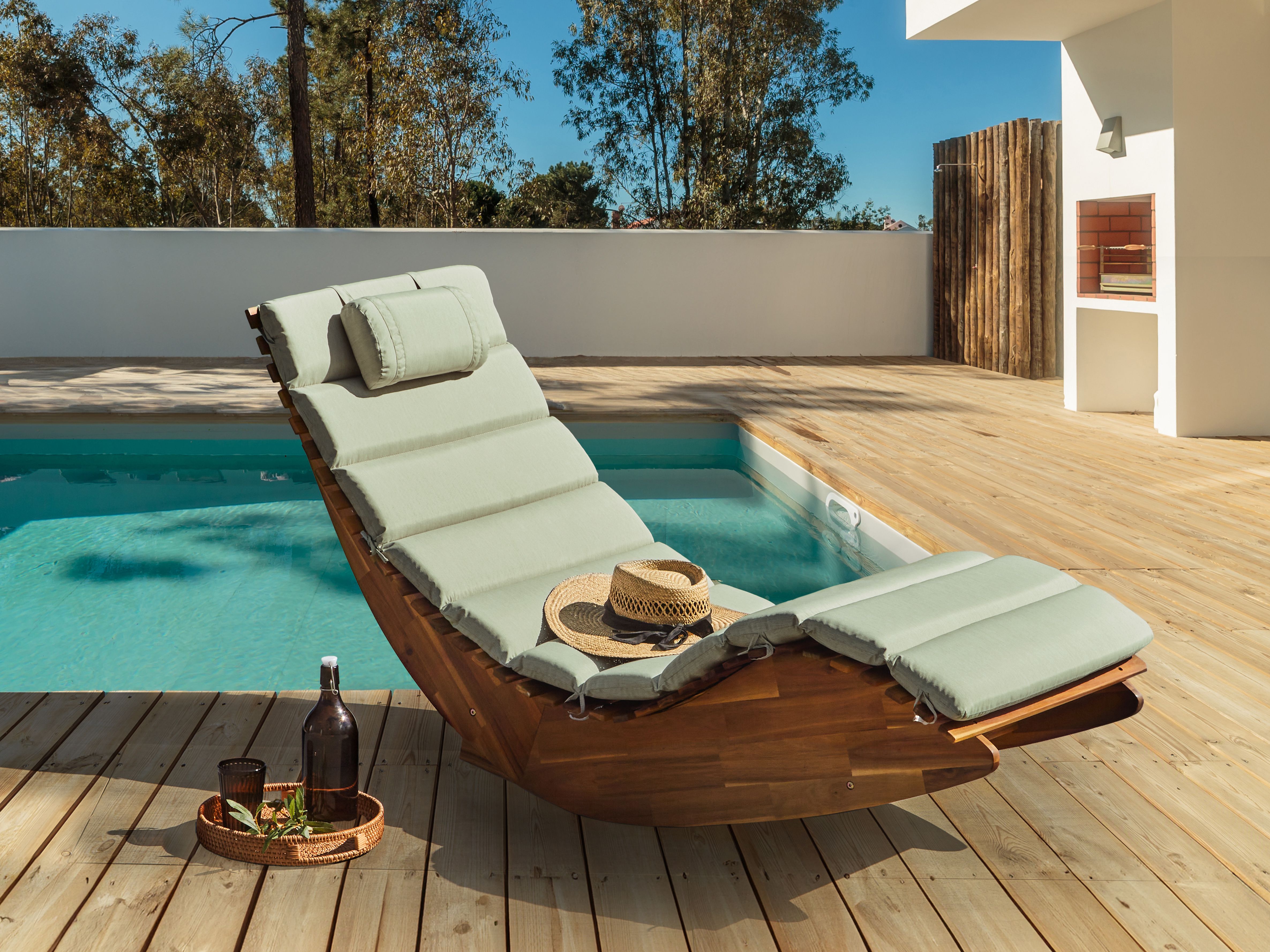 Sun Lounger Pad Cushion BRESCIA PREMIUM 180 x 60 cm Light Green