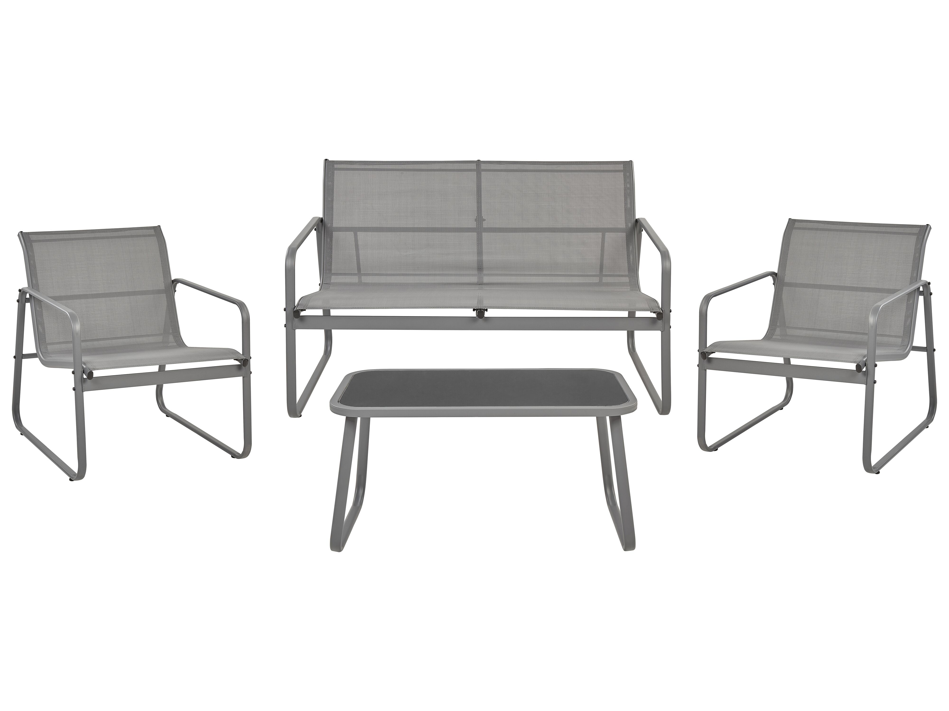 Garden Lounge Set with Table 4 Seater BARREA Metal Grey