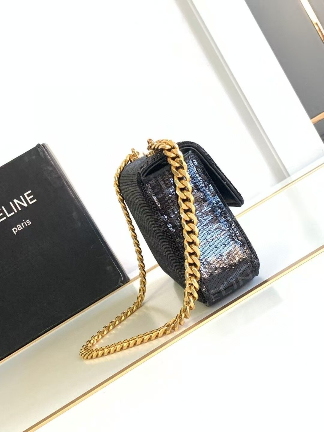 CELINE 23S Sequin Letter Triomphe Chain Bag