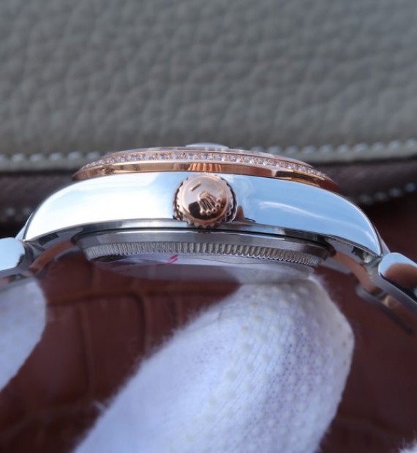 Replica Rolex DateJust 31mm 178383 Diamonds Bezel Roman Markers Brown Dial A2235 - Top club