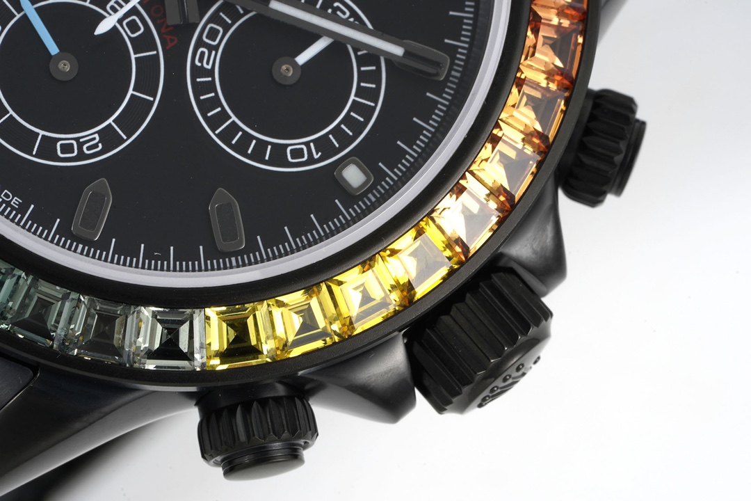 Rolex Daytona Blaken with Black DLC Coating - Modified Rainbow Diamond - Black(1:1 replica) - Top club
