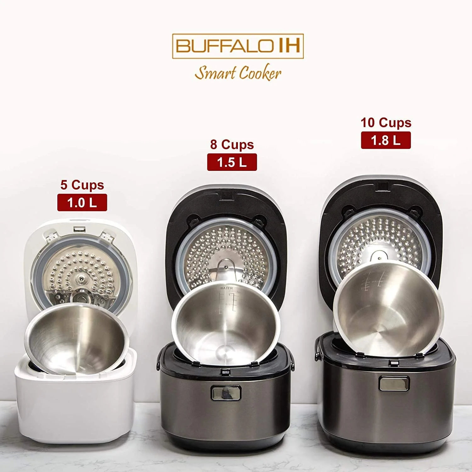 Buffalo White IH SMART COOKER, Rice Cooker and Warmer, 1 L, 5 cups of rice, Non-Coating inner pot, Efficient, Multiple function, Induction Heating (5 cups) - Image 8