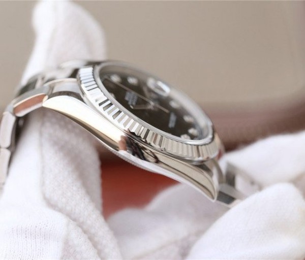 Replica Rolex DateJust 41mm 126334 Fluted Bezel Black Dial Diamonds Markers Jubilee Bracelet A3235 - Top club