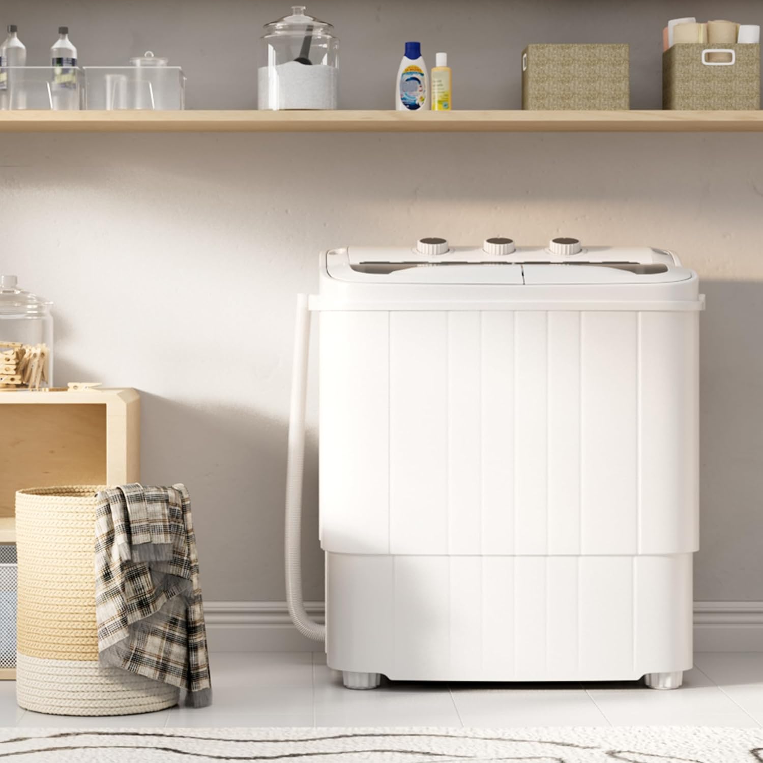 Pataku Portable Washing Machine, 17.6 Lbs Compact Mini Washer and Dryer Combo,Twin Tub Laundry Washer with Spin Cycle, Soaking Function Ideal for Apartment, Dorms, RVs Camping, Grey