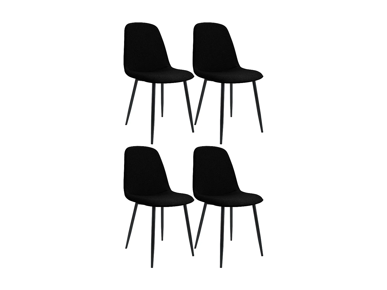 Lot de 4  chaise salle à manger - Tissu - Noir - Maryam