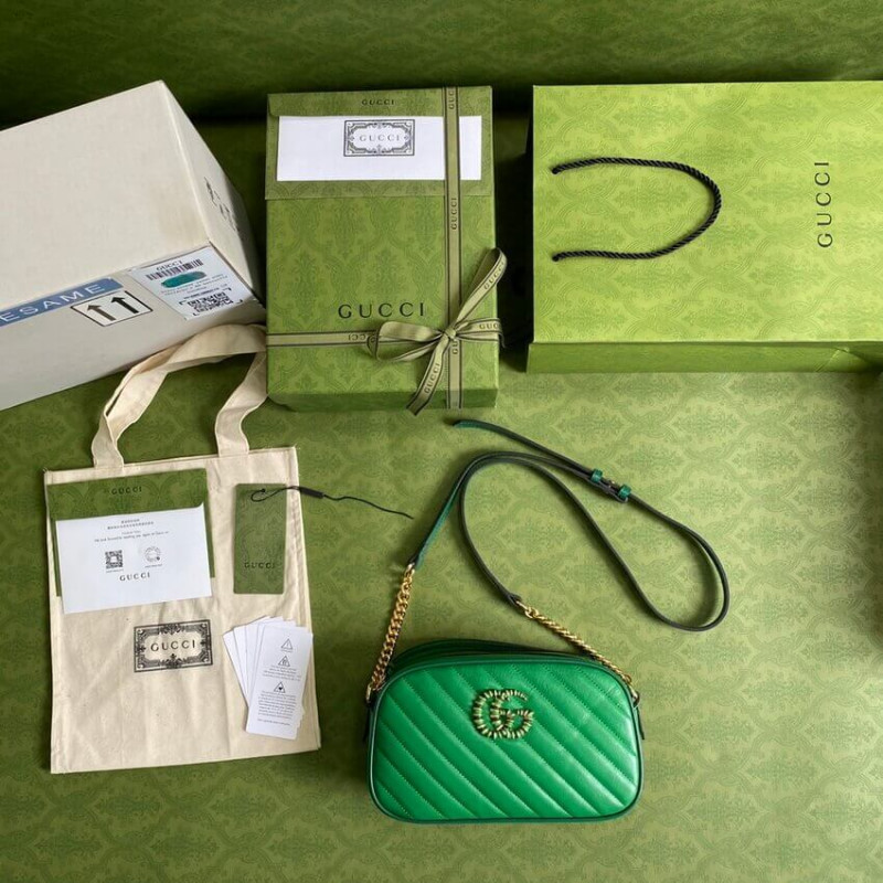 Replica Gucci Gg Marmont Small Shoulder Bag 447632 Green And Emerald Leather1:1High-quality replica