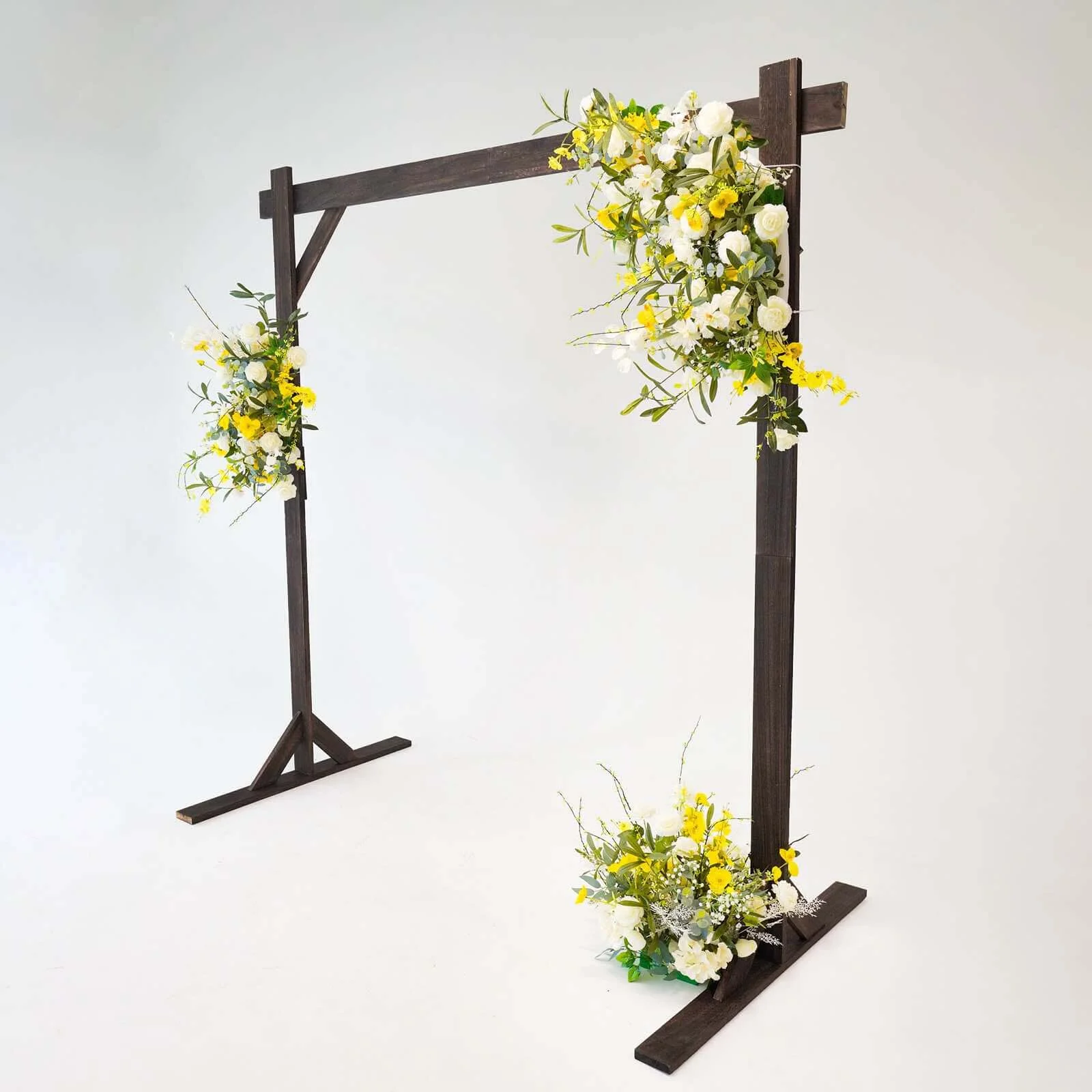 Efavormart 7FT Rustic Square Wedding Arch Wooden Backdrop Stand, Wedding Ceremony Arch - Brown - Image 2