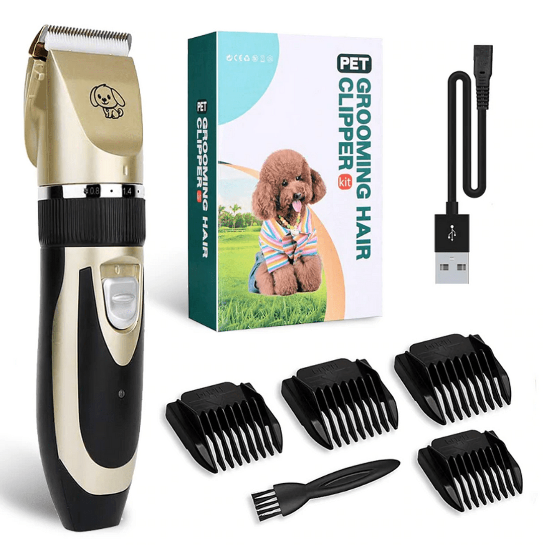 Laag-Geluid Haartrimmer voor Honden - fluisterstil en vibratie-arm - 4 opzetkammen - Trimmester