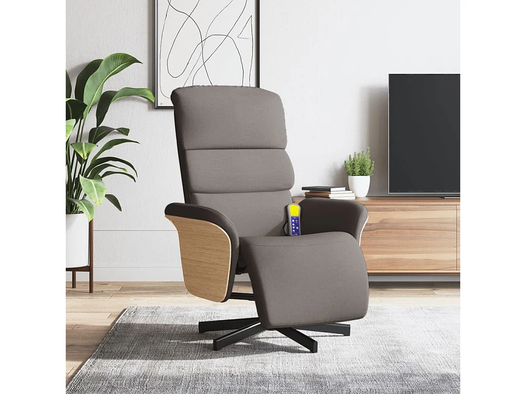 Fauteuil inclinable-Fauteuil salon de massage avec repose-pieds taupe tissu SHL4685