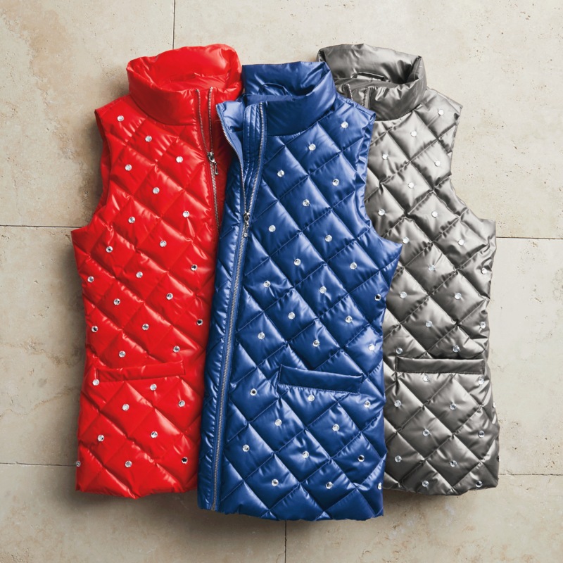 Krystal Embellished Puffer Vest - MIDNIGHT VELVET CATALOG