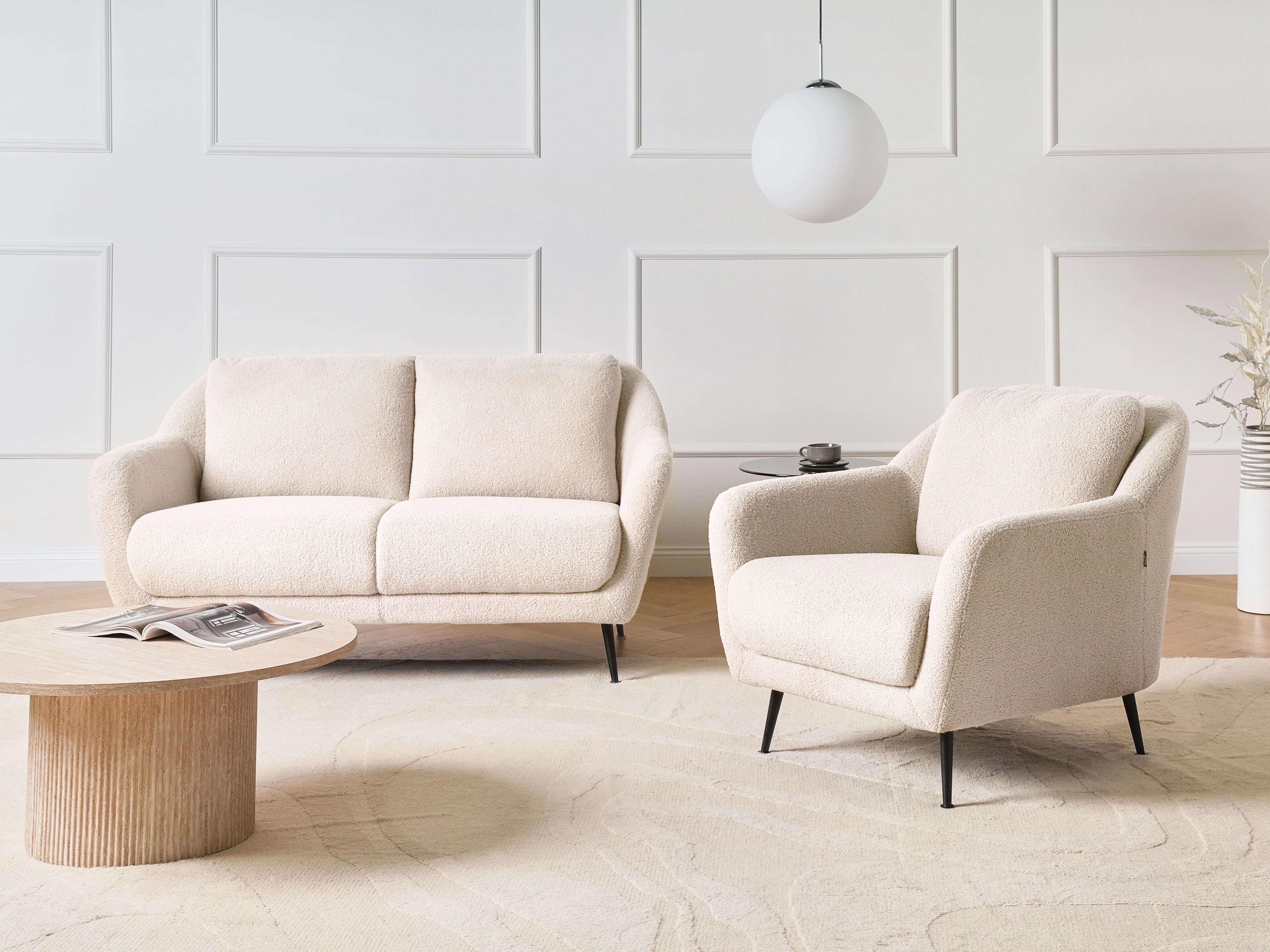 Living Room Set 3 Seater EIBY Boucle Beige
