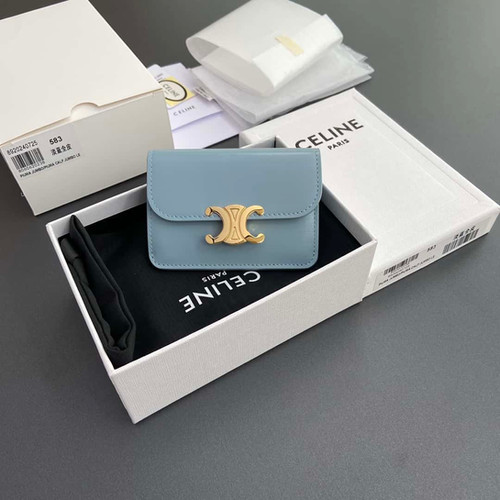 AAA+ Replica Celine Small Flap Wallet Triomphe Shiny Calfskin