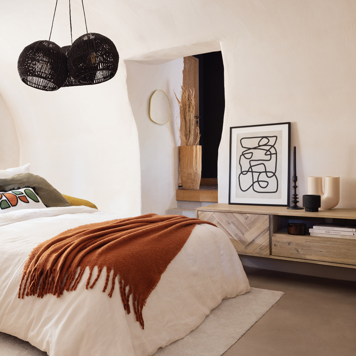 Mirror"Roman" Wood, golden, h.39 cm