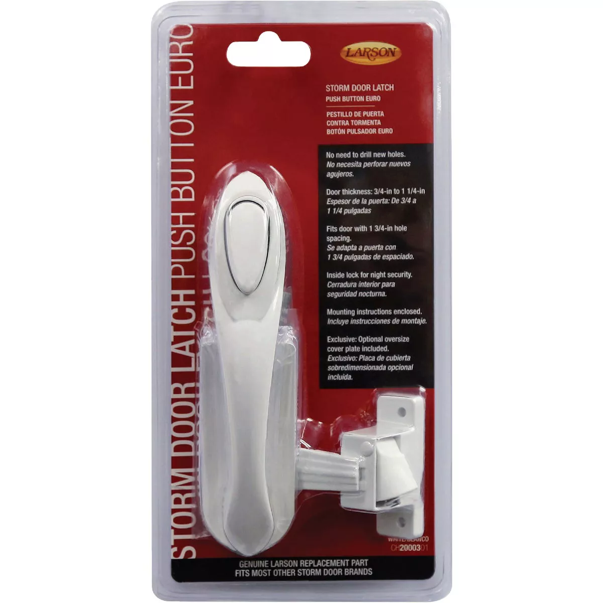 Larson Euro White Push Button Door Latch