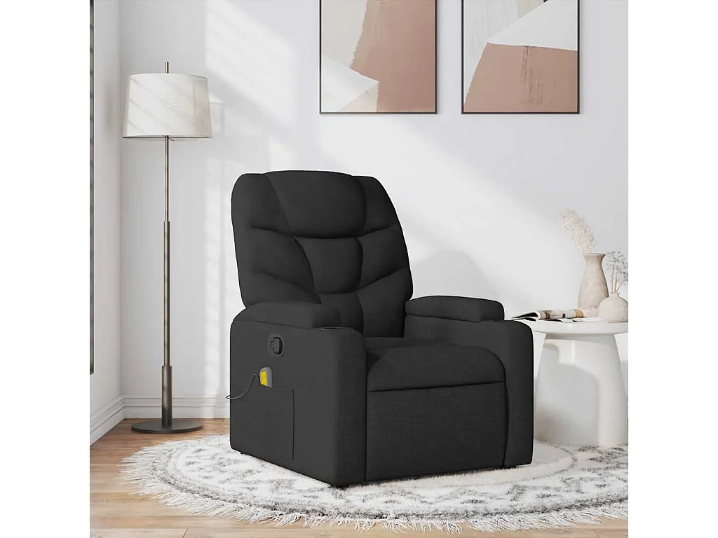 Fauteuil inclinable-Chaise de relax-Fauteuil de Massage Noir Tissu SHL2567