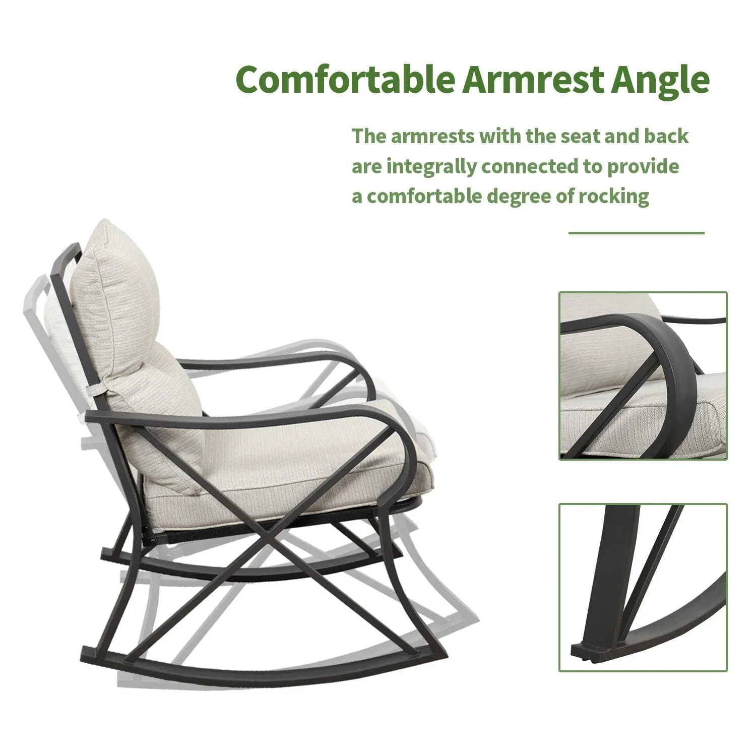 COSIEST 3 Piece Metal Bistro Set With Beige Cushions And Coffee Table - Image 5 COSIEST 3 Piece Metal Bistro Set With Beige Cushions And Coffee Table - Image 5