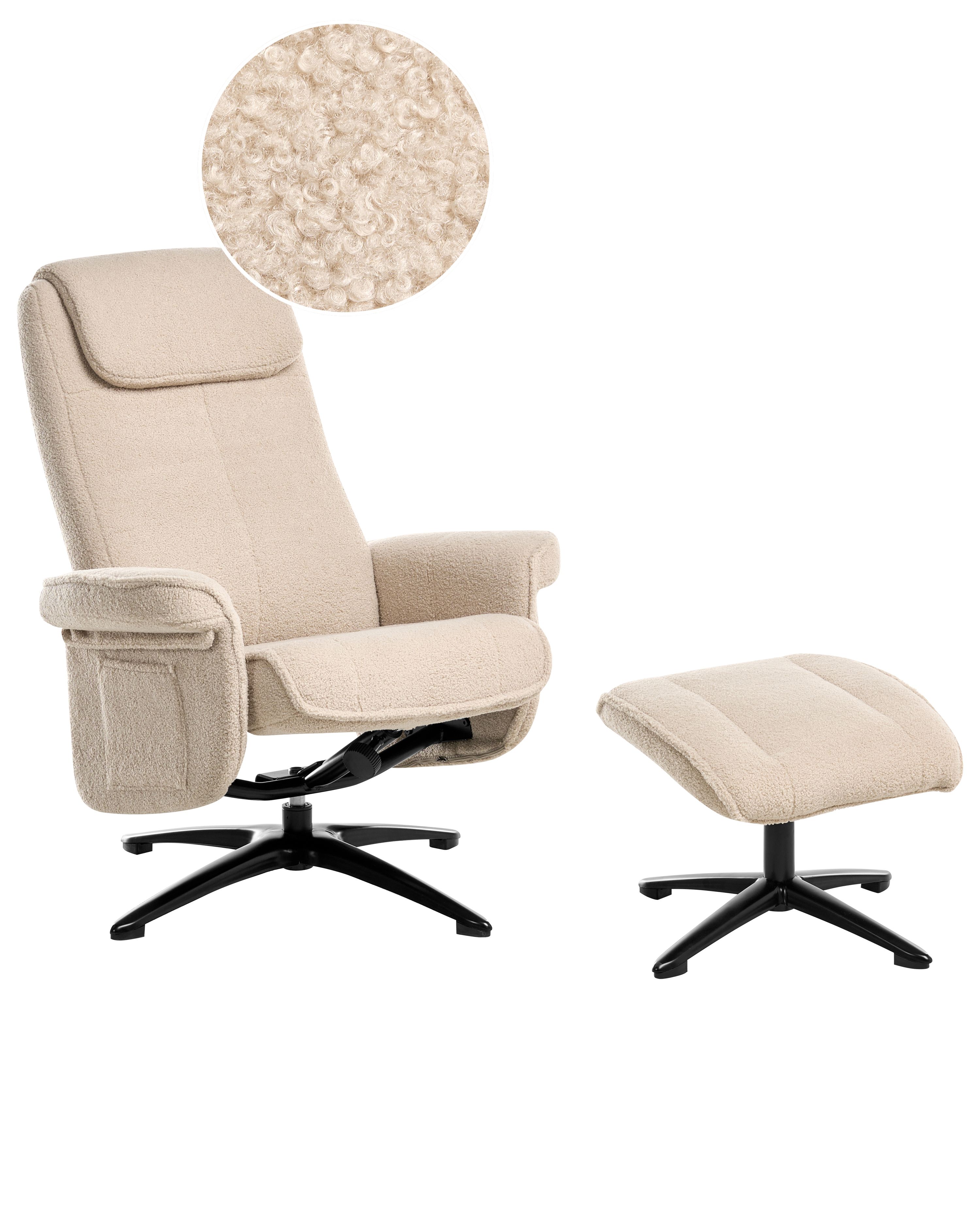Recliner Chair GERAS Boucle Beige