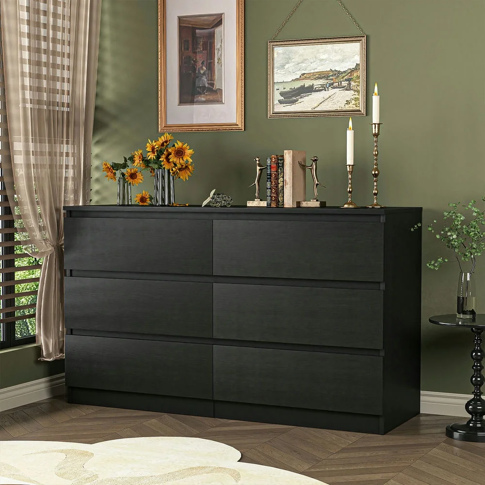 Kadyn White Chest of Drawer, 6 Double Drawer Dresser for Bedroom, Modern Storage Cabinet for Living Room, Dresser - Image 120
