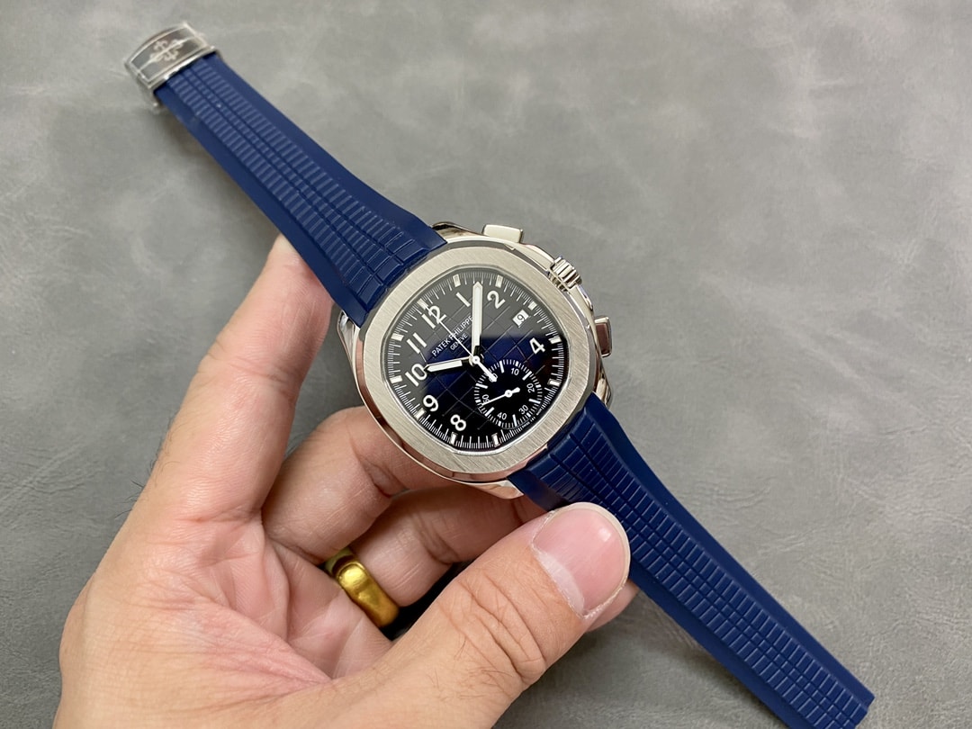 Fake Patek Philippe Replica Watch Aquanaut Chronograph White Gold Blue Dial 5968G-001 MMA(1:1 replica) - Top club