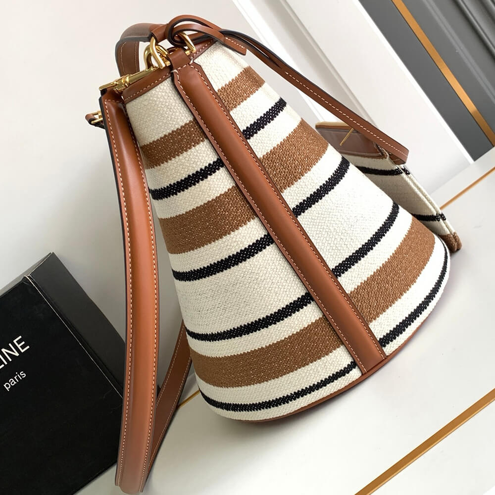 Celine Bucket 16 Bag in Striped Textile With Celine Jacquard1:1High-quality replica