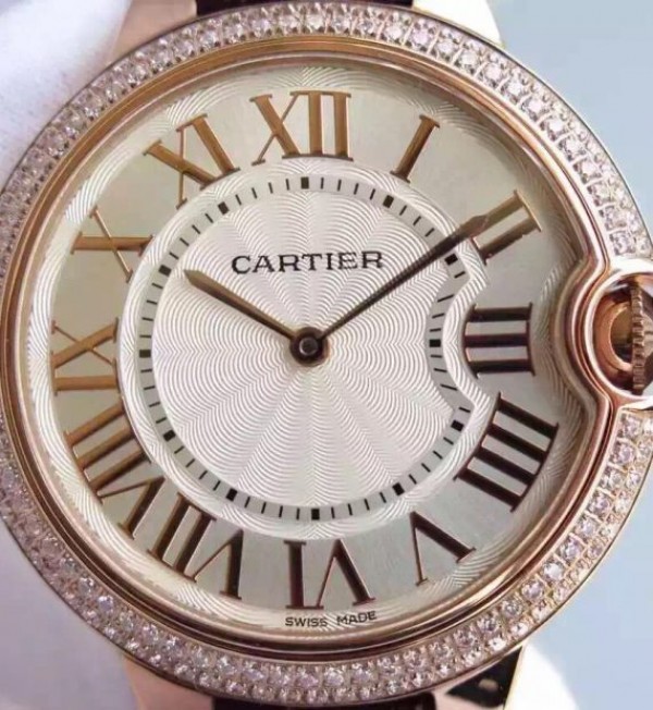Replica Cartier Ballon Bleu 40mm RG Diamonds Bezel Whit Dial RG Mark MIYOTA9015 - Top club