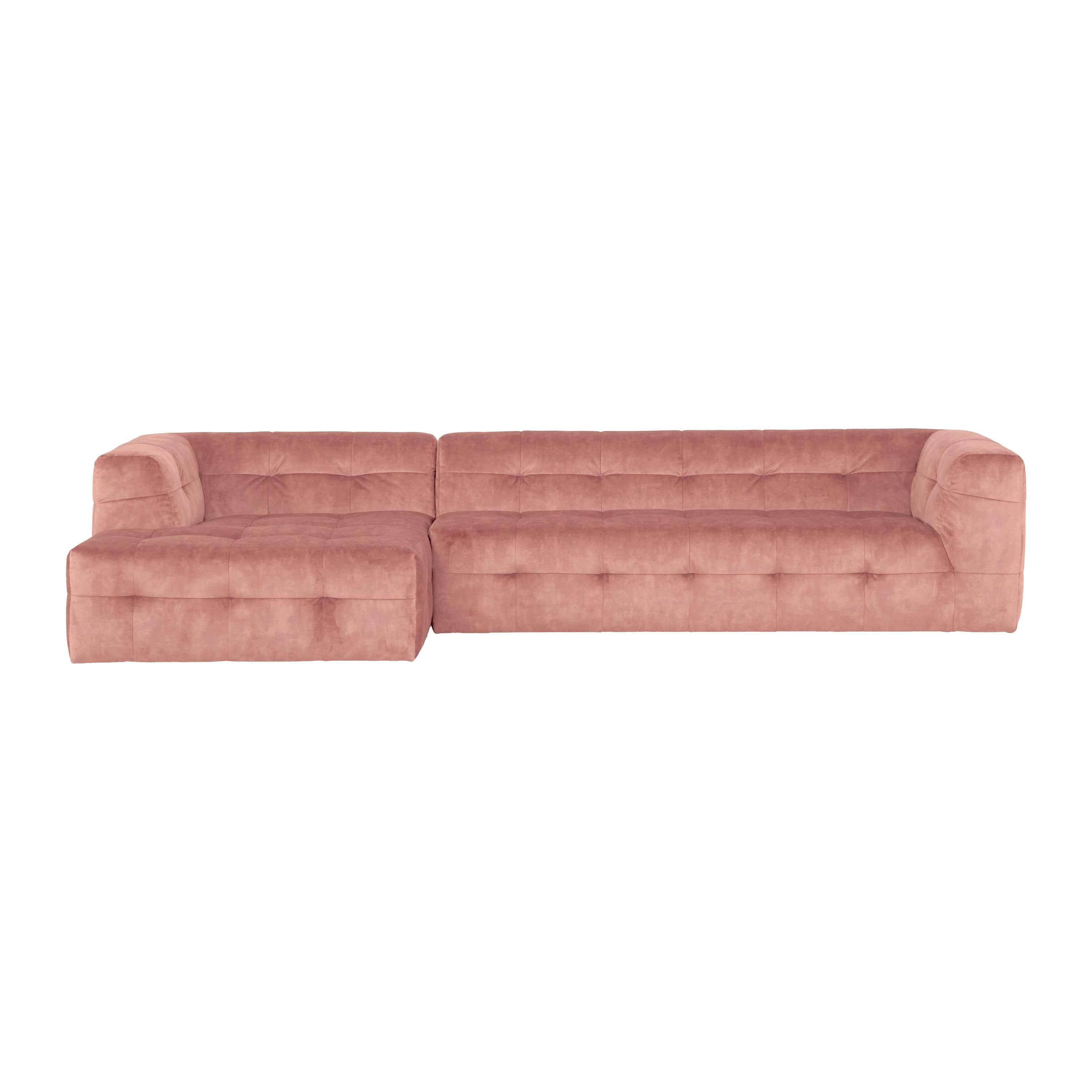 Blokker Wies 4,5-zits Hoekbank Links - Fluweel - Oud Roze