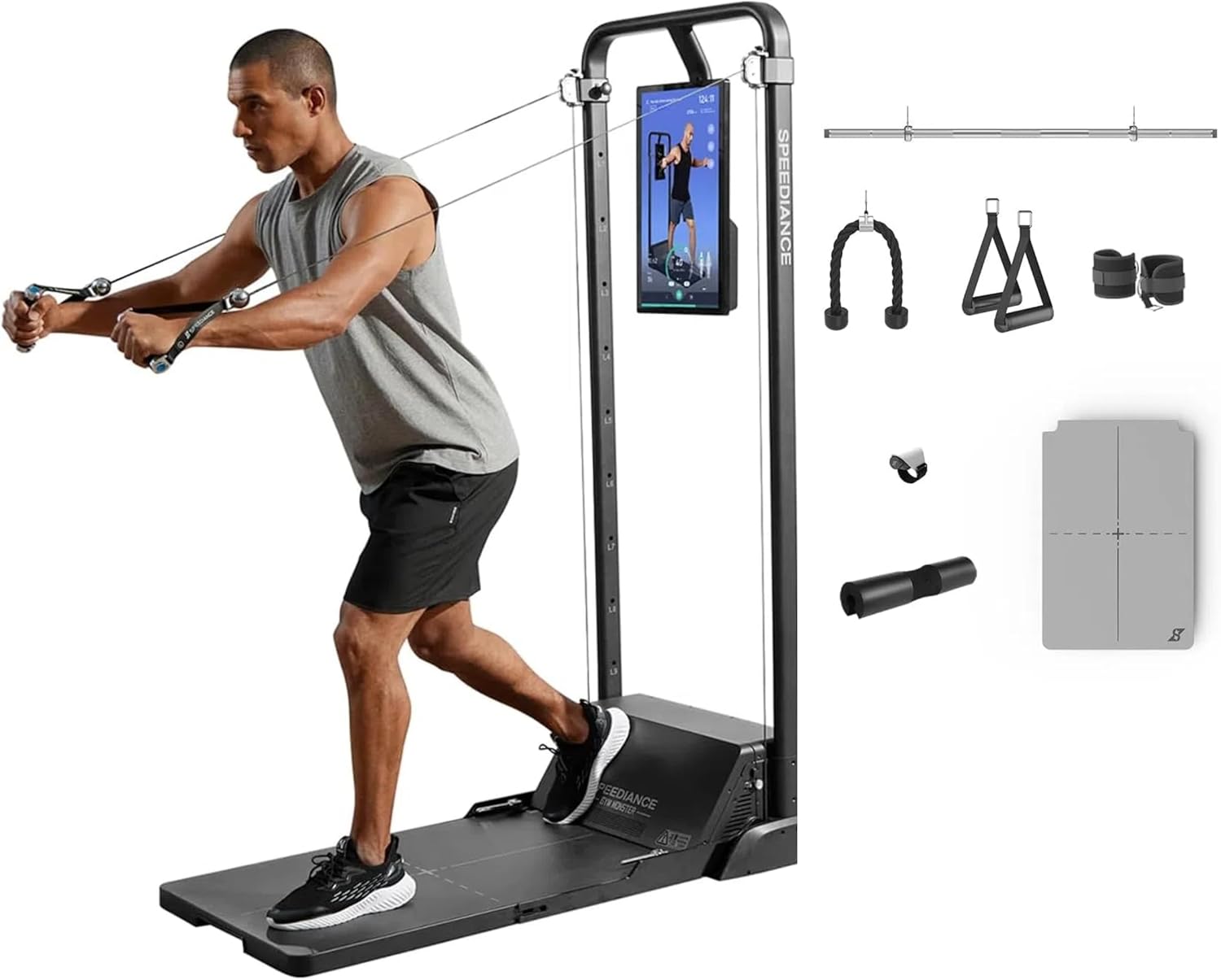 Speediance Gym Monster & Rowing Bench & PowerGrip Smart Handles & Smart Body Fat Scale & Weight Lifting Belt Bundle