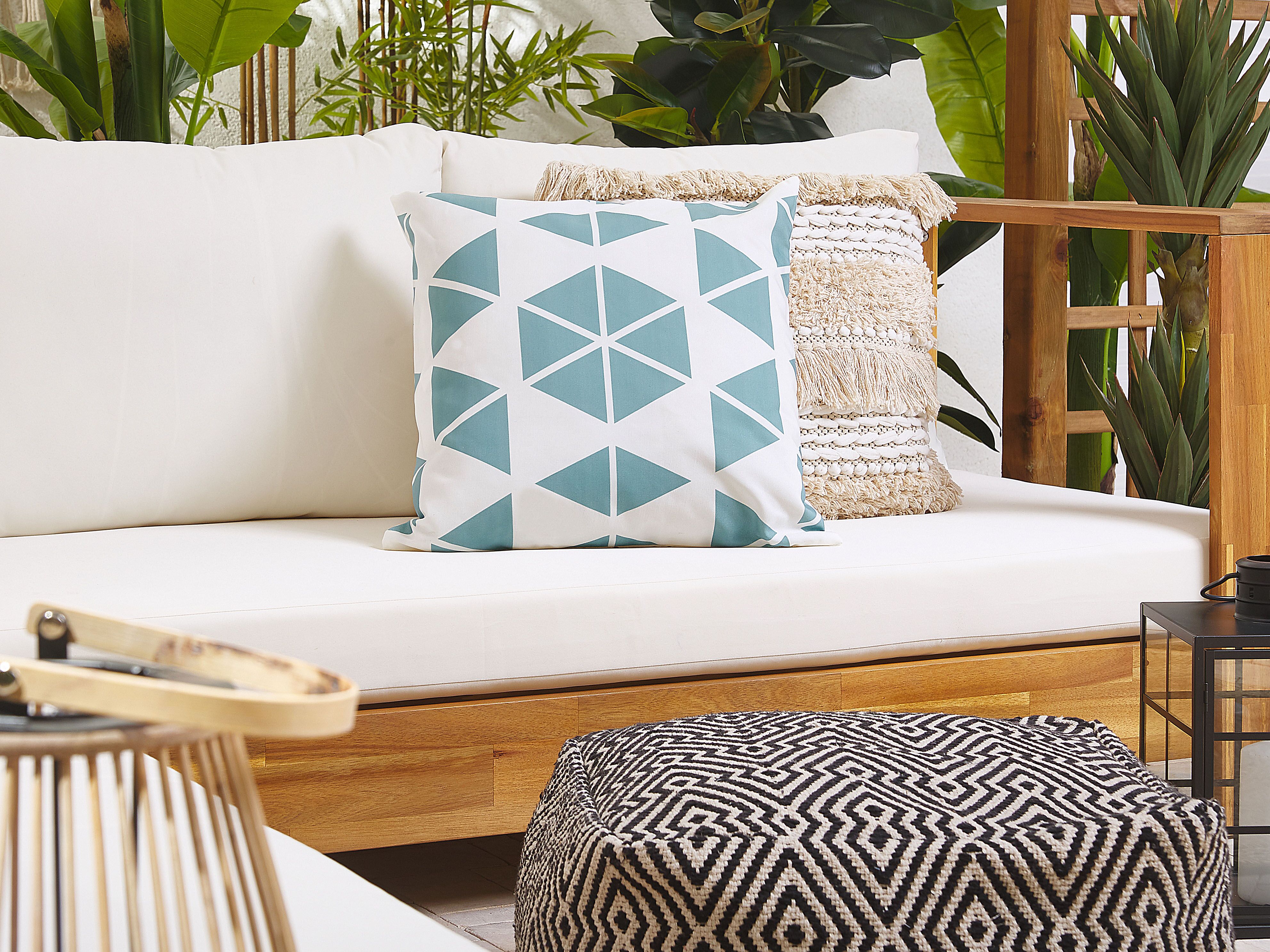 Set of 2 Outdoor Cushions RIGOSA Geometric Pattern 45 x 45 cm Light Blue