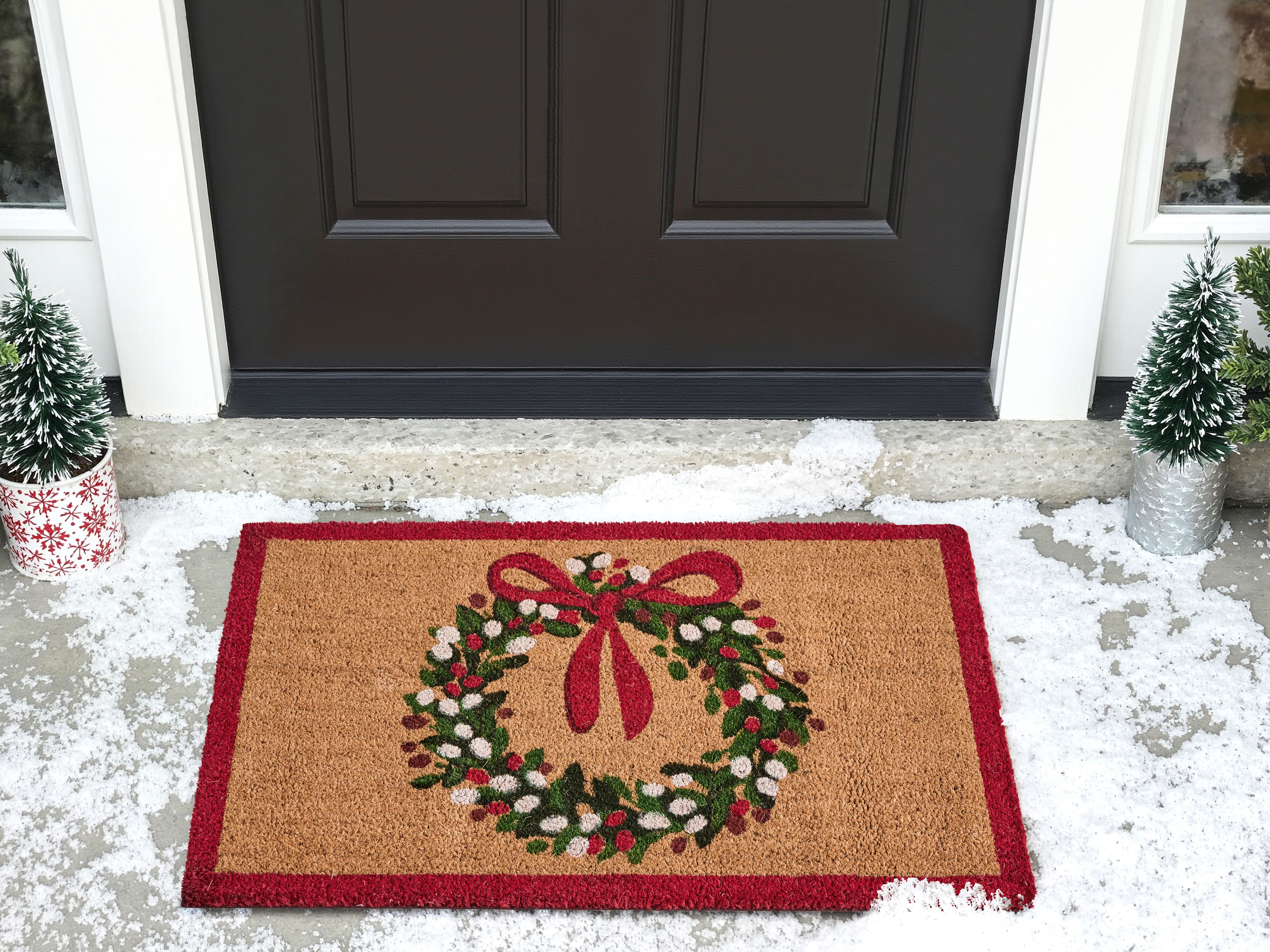 Doormat BULUSAN Natural 60 x 90 cm Christmas Motif Coir